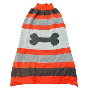 Dog Sweater Winter Sz. L Red Black Gray Bone